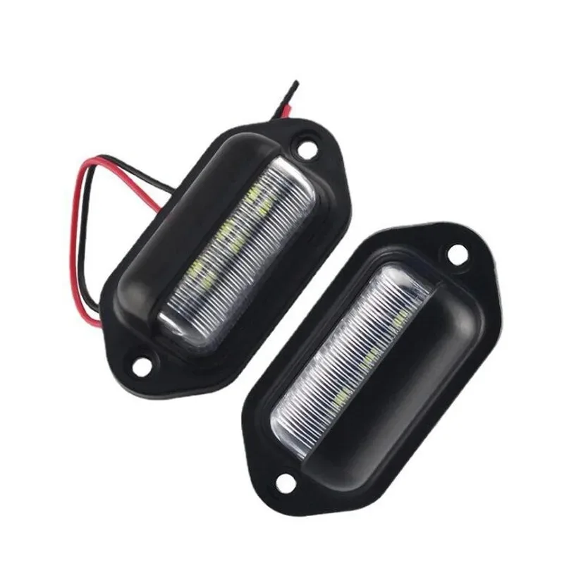 White LED License Plate Light 12V DC Waterproof 6-SMD License Plate Lamp Taillight for Truck SUV Trailer Side Lights 2/4/1