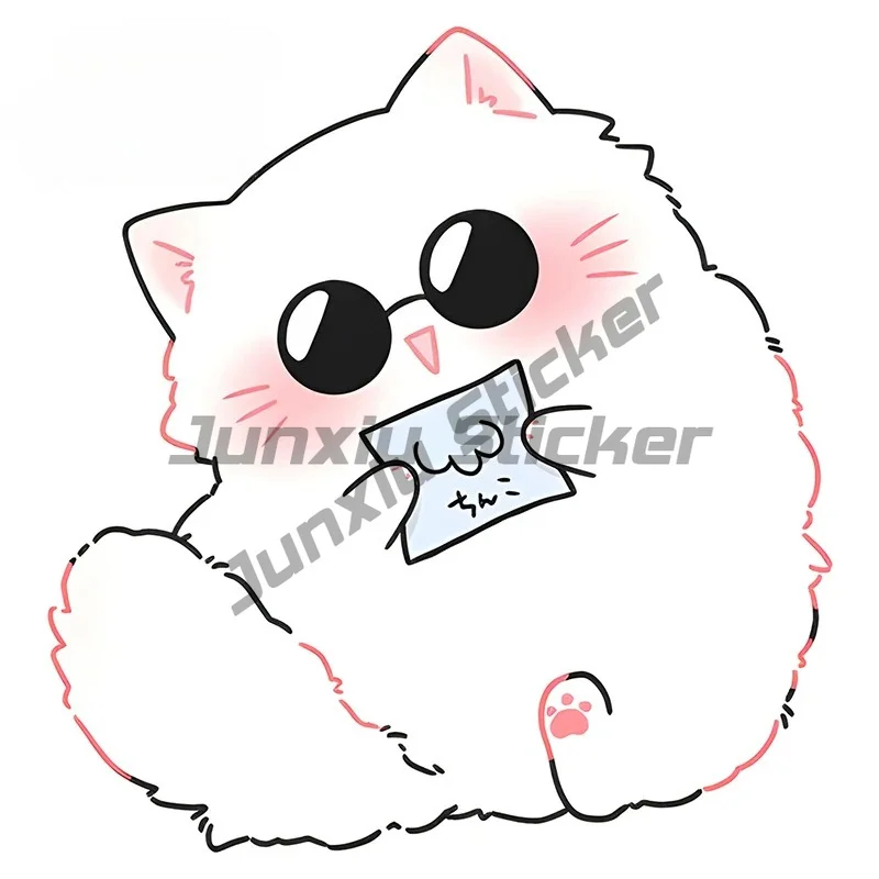 

Cat in Sunglasses Anime Car Sticker Cute Laptop Luggage Window Decals Vinyl Waterproof Motorcycle Racing Decor