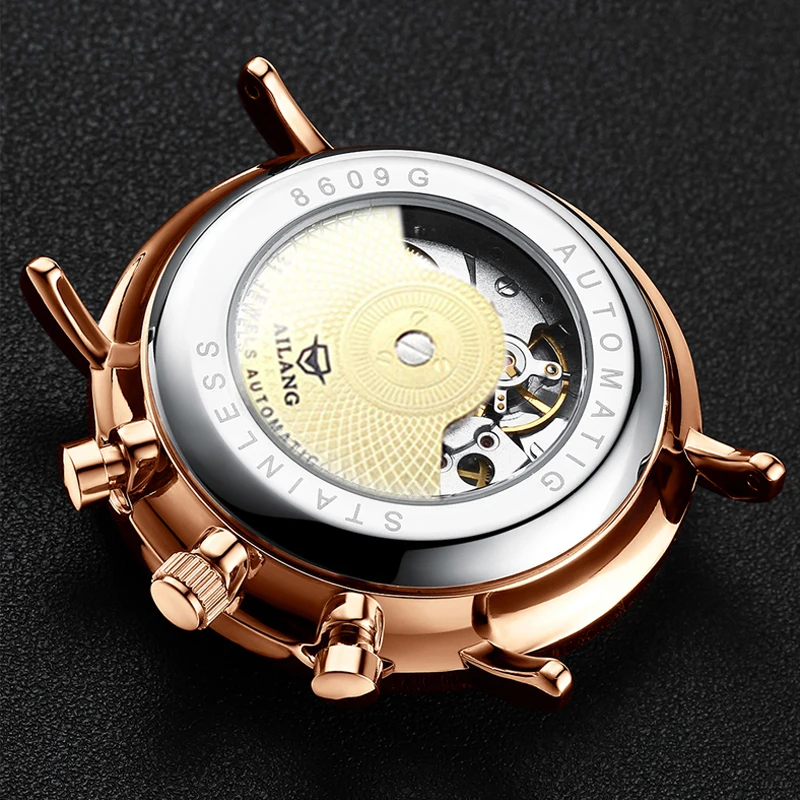 AILANG Men\'s 기계식 자동 패션 Top Brand Sport Watch 뚜르 비옹 달 상 Stainless Steel Watch 남성 Clock