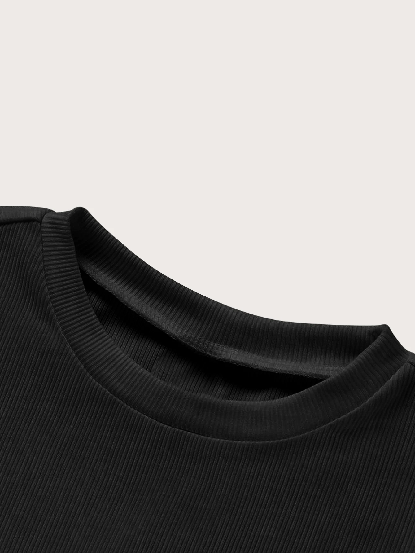 Damen Sommer Rundhals Einfarbiges Lässiges Enganliegendes Oberteil Set aus Fünf Teilen – Detail 5