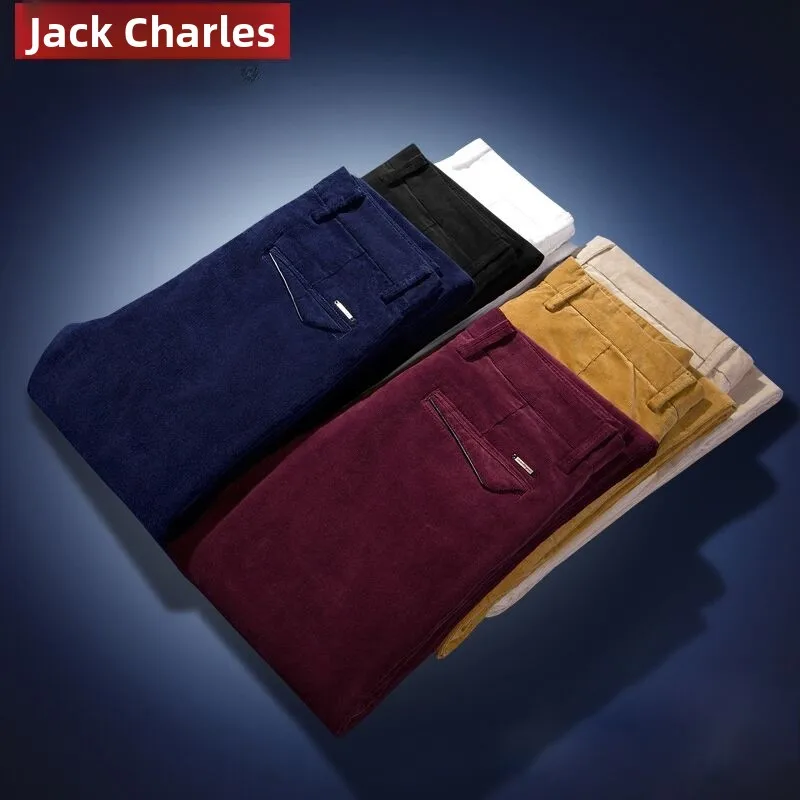 

Ja Charles Men's Corduroy Casual Pants Autumn Faion Slim Fit Versatile Korean Sle ket Detail Busin Casual Trousers