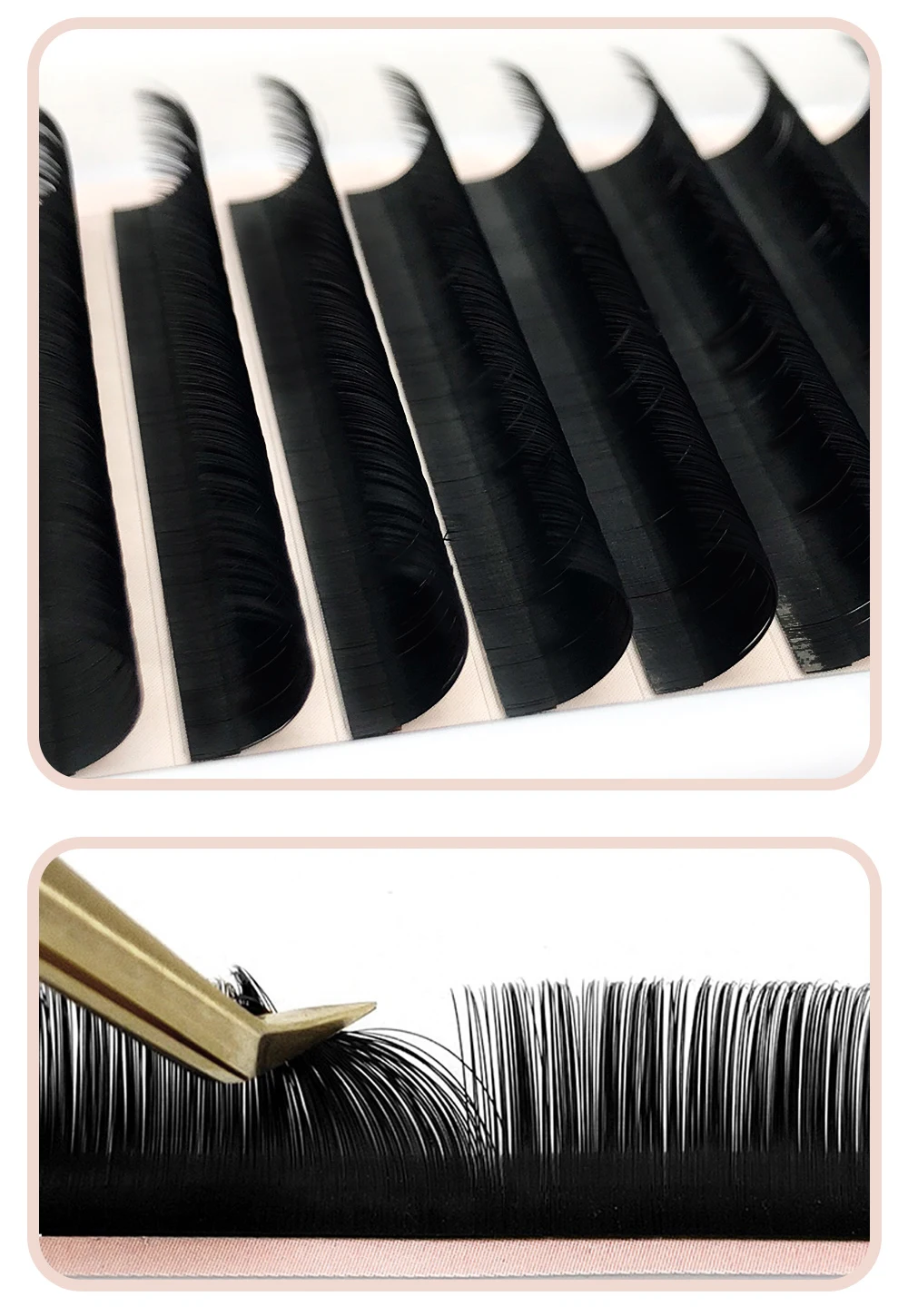 12 Reihen Einzelne Wimpernverlängerungen C/D/CC/DD Curl 8-20mm Volumen Matt Kaschmir Professionelle Wimpern für Schönheitssalons – Detail 13