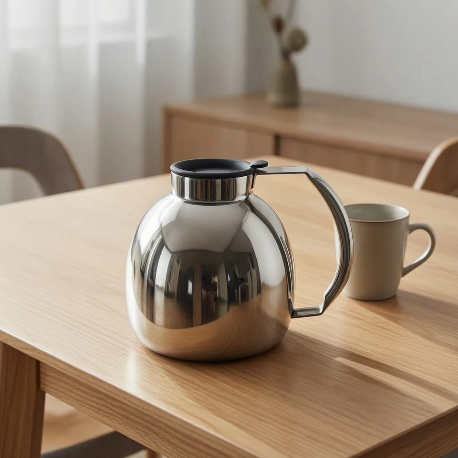 Stainless Steel Coffee Pot Polished Coffee Pot with Lid Stainless Steel Carafe with Lid Shatterproof Syrup Dispenser for Hosts