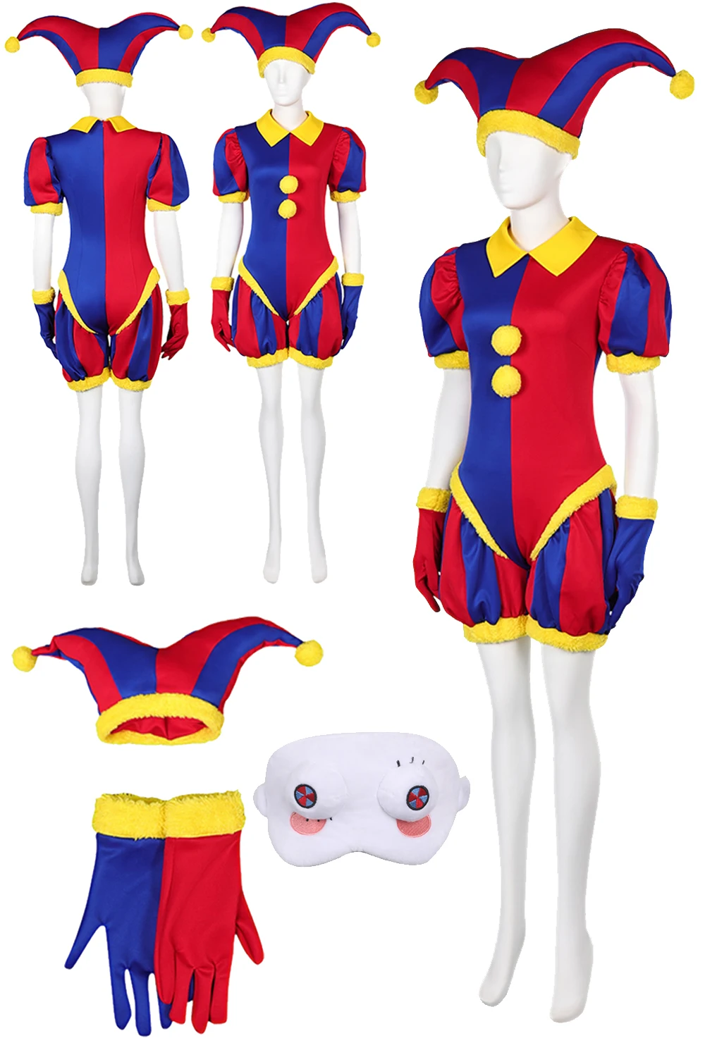 Pomni Cosplay Kids Girs Role Play Cartoon TV Magical Clown Costume Women Fantasy Fancy Dress Up Party Clothes