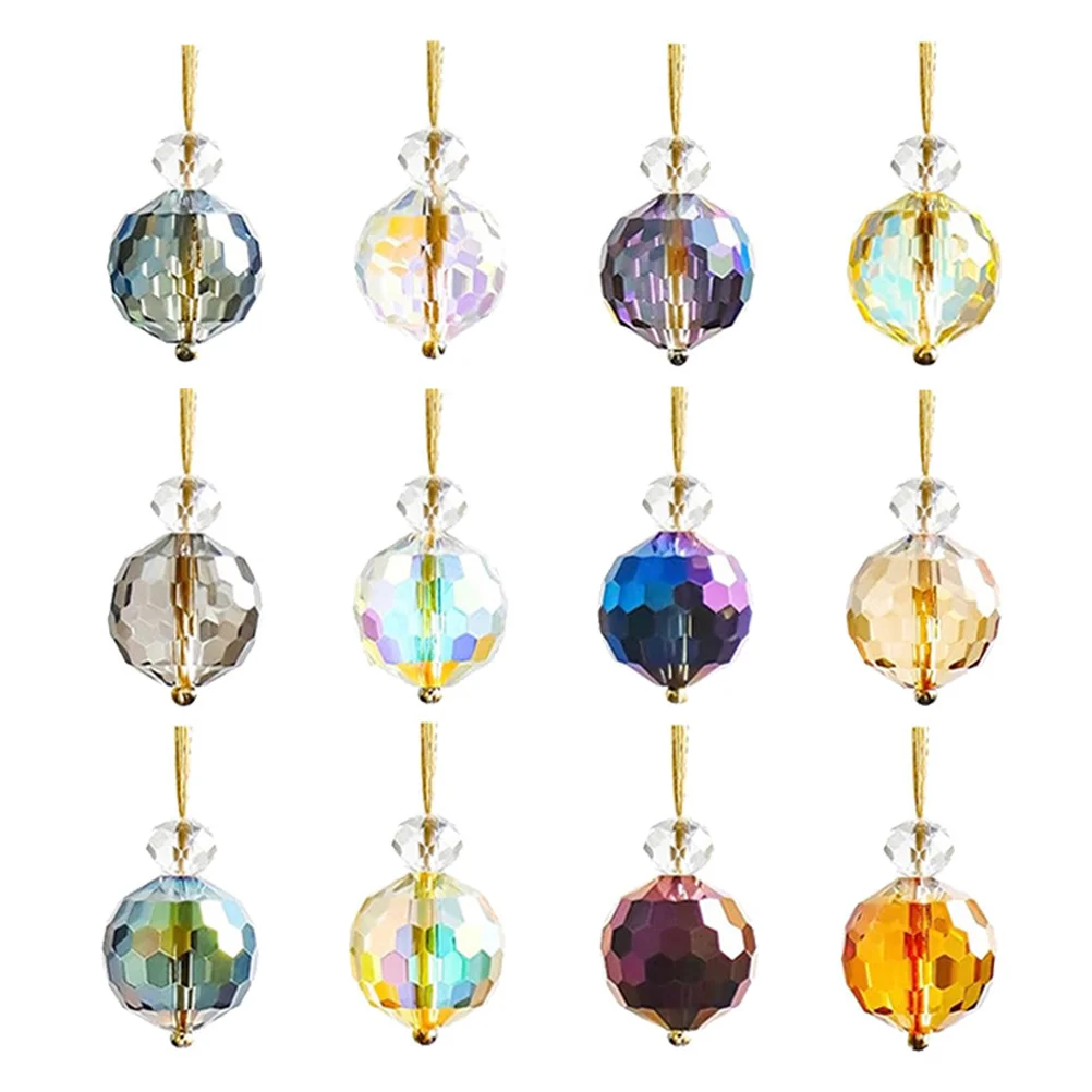 

12Pcs Crystal Ball Ornaments Multicolor Mini Iridescent Glass Decorations Christmas Tree Holiday Party Home Decor