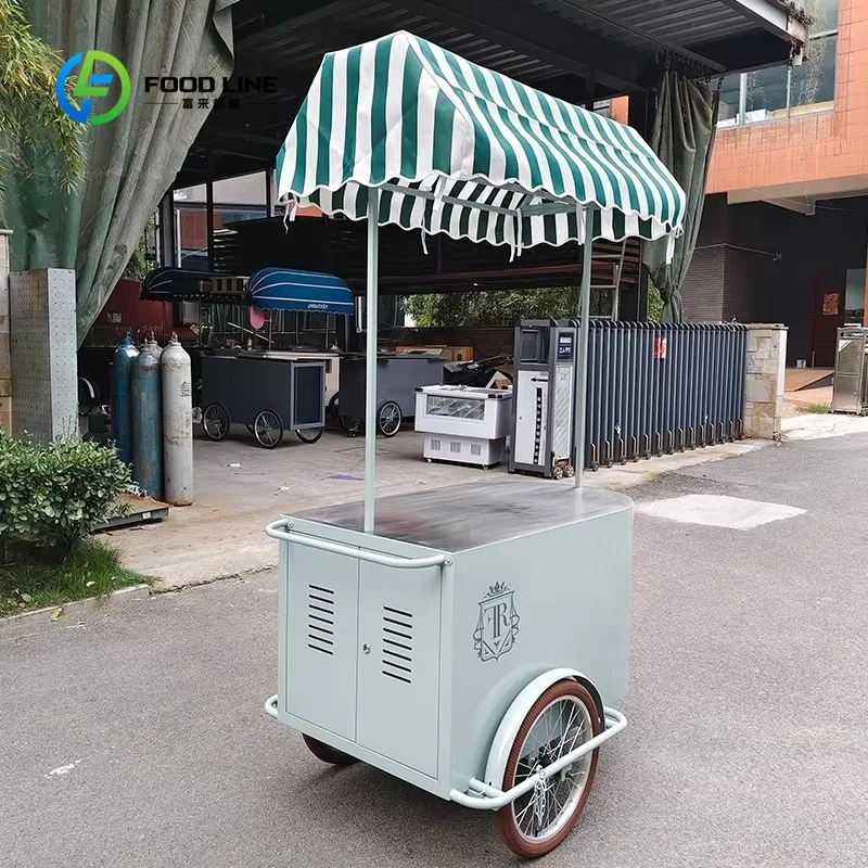 

Custom Ice Cream Cart with Smooth Wheels, Portable Ice Cream Serving Station for Wedding Party Events and Catering Businesses