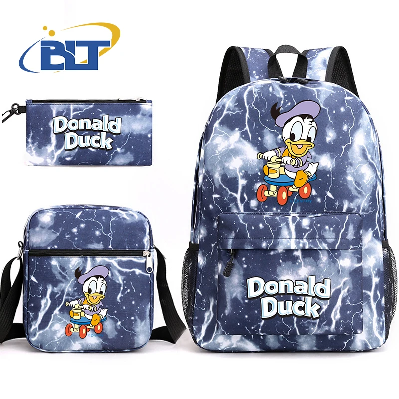 Disney Donald Duck print kids school bag set student backpack shoulder bag pencil case 3-piece set for boys and girls