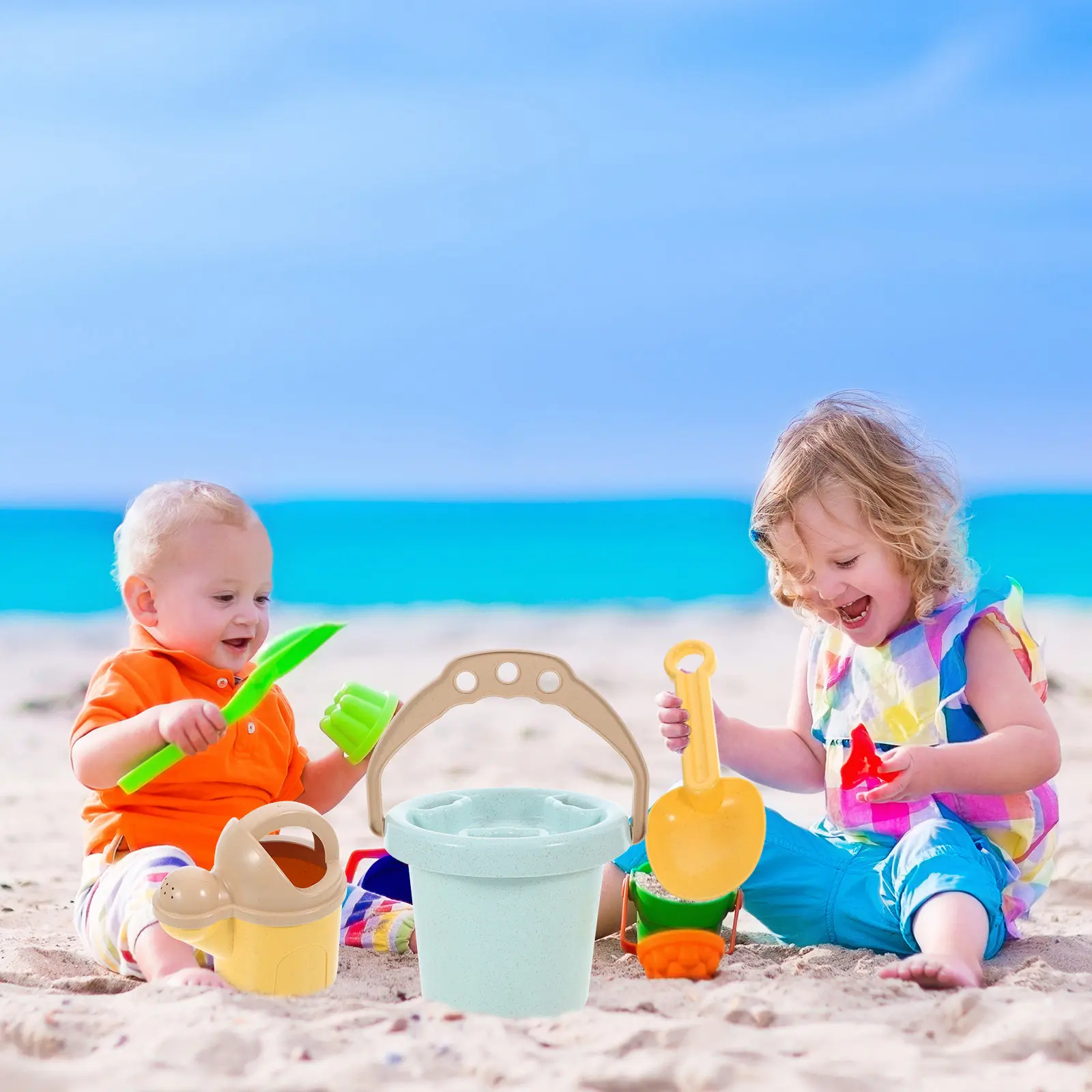 

Набор для пляжа: ведерко и лопатки для песка, легкий игровой набор для малышей и детей, развивающий когнитивные навыки, для семейного отдыха на природе