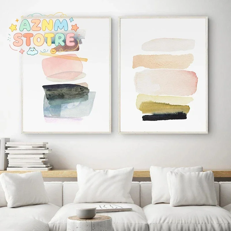Minimalist Modern Color Geometric Abstract Art Posters Canvas Printing Living Room Bedroom Gallery Wall Decoration Frameless