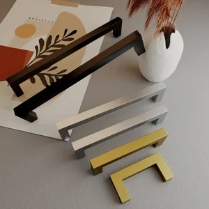 Square Furniture Tab, Black Stainless Steel Tab for Kitchen Door, Cabinet, Wardrobe, Drawer Main Main Sales Handleer Handling - №9