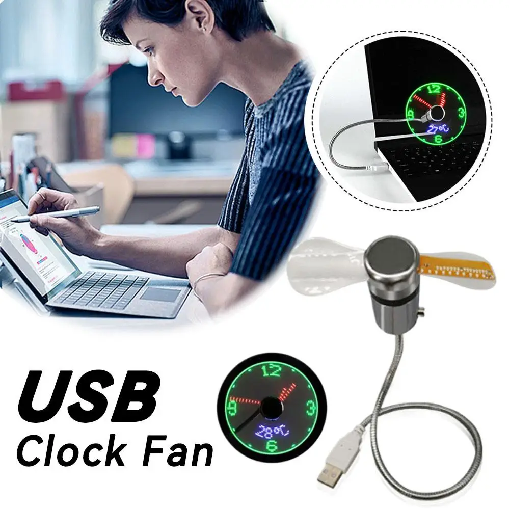 Multi-function USB Real Clock Fan USB Time Temperature Fan USB Real Time Clock Fan Desktop Quiet Fan For Office Study Dorm Daily