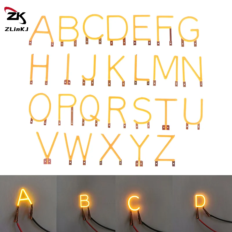 1Pcs English Letter Filament COB LED Filament DC3V Candle Edison Yellow Diodes Party DIY Decoration Light Accessories