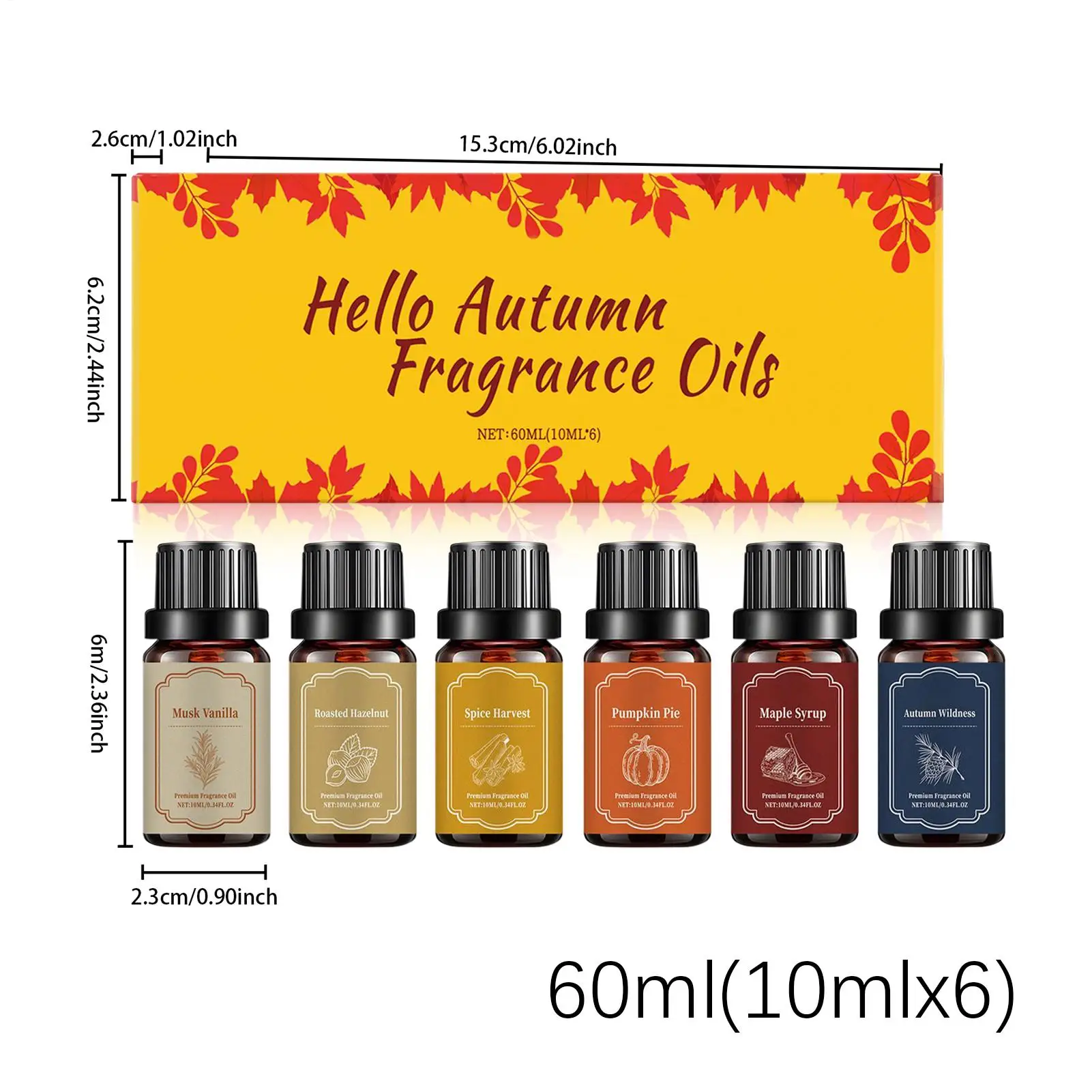 10ml Fall Scents For Candle Making 6pcs Cozy Fragrance Autumn Scented Diffuser Oils Set For Air Purifier Candle Making Living