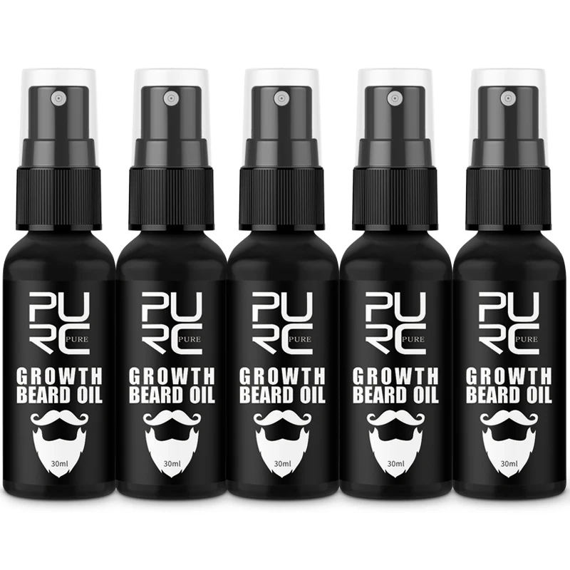 PURC 5PCS Growth Beard Oil Grow Beard Thicker & More Full Thicken Hair Beard Oil For Men Beard Grooming Treatment Beard Care