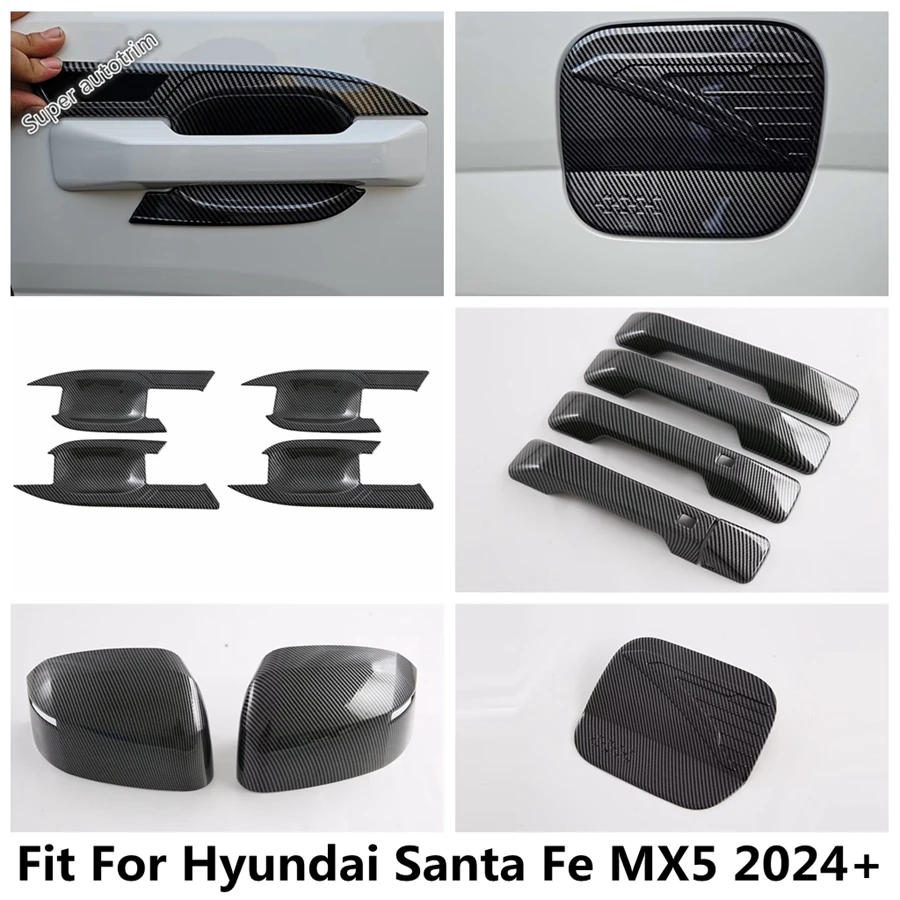 

Door Handle Bowl / Rearview Mirror / Fuel Oil Tank Cap Cover Trim Carbon Fiber Accessories For Hyundai Santa Fe MX5 2024 2025