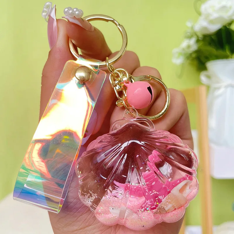 liquid glitter keychain Star Floating Liquid Keychain For Girl Bag Acrylic Pendant Cute Quicksand Keyring Key Charm Gift