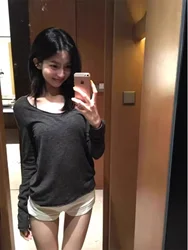 Retro Grey Lazy Style Loose Pure Desire Large Collar Spring Autumn Women's T-shirt Fashionable Versatile Base Shirt Hot Girl