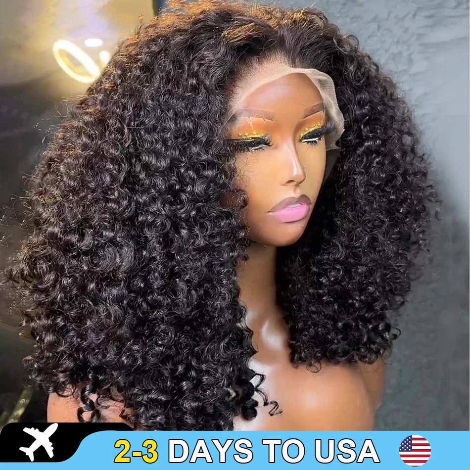 Glueless 5x5 Lace Closure Human Hair Wigs Curly Short Bob Natural Baby Hair Deep Wave 13x6 13x4 HD Lace Front Wig 250% For Women