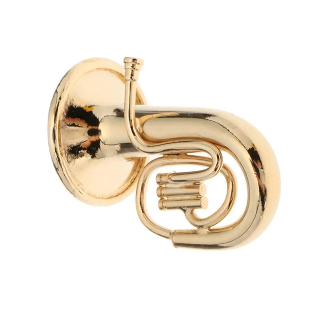 Dollhouse Miniature Tuba Gold Metal Musical Instrument 1 12 Scale Figure for Mini Dolls and Furniture Props