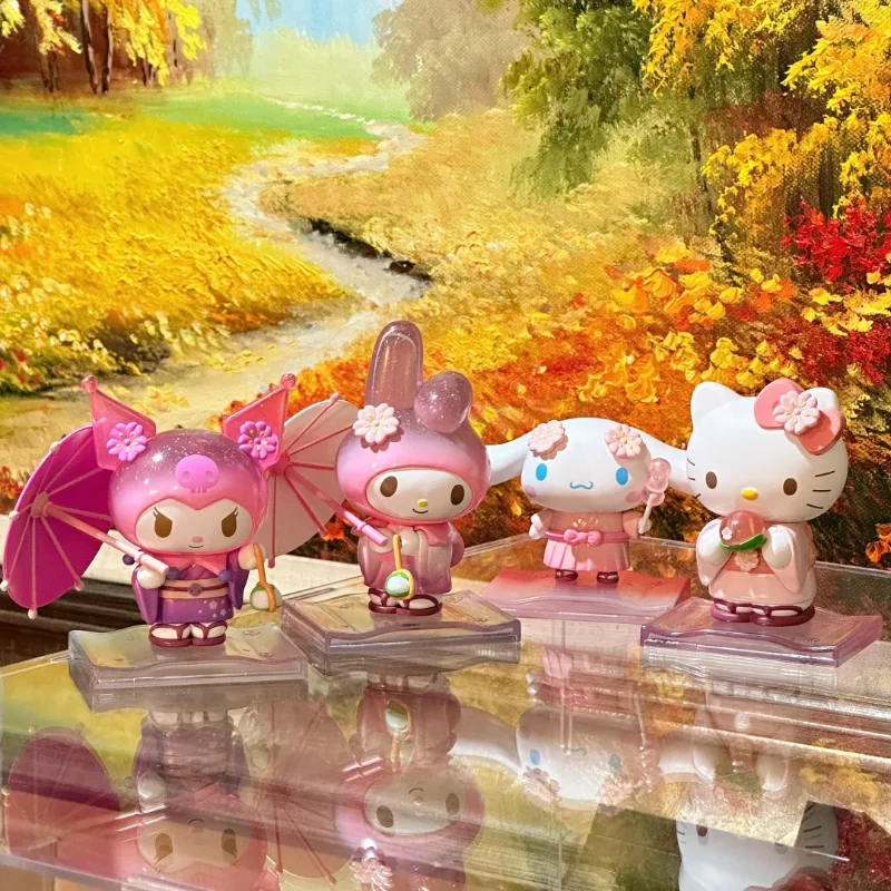 Originele Sanrio Karakters Blossom En Wagashi Serie Blind Box Anime Figuur Kuromi My Melody Beeldjes Mystery Box Girl Gift