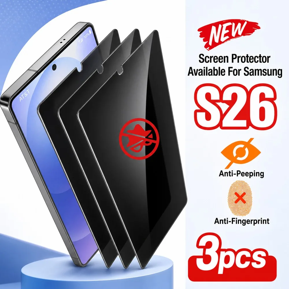 3PCS Privacy Tempered Glass For Samsung Galaxy S26 Ultra S26+ S26 Anti Spy Screen Protector For Samsung Galaxy S26 FE S25 Ultra