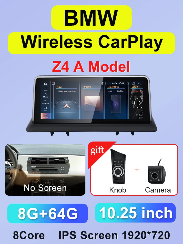 STWEI ID8 10.25 inch Android 14 Draadloze CarPlay AUTO Voor BMW Z4 E85 E86 E89 CIC NBT Auto Multimedia Video Spelers GPS Bluetooth