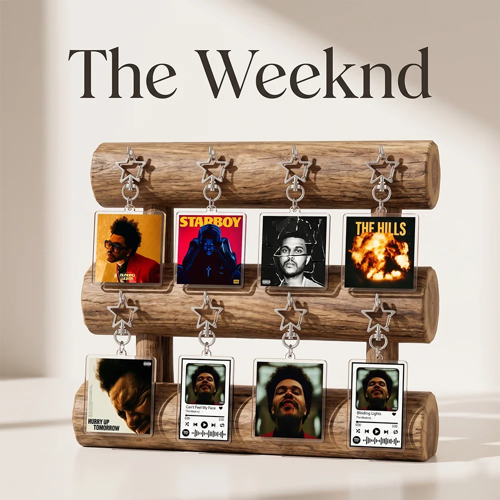 Beliebter Sänger The Weeknd Musik-Playlist-Code Starboy Blinding Lights Acryl-Schlüsselanhänger Taschenanhänger Kawaii Schlüsselanhänger Niedlicher Schlüsselring