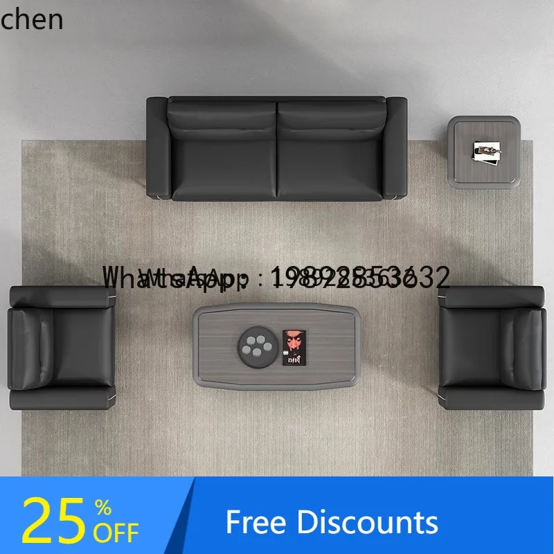 AA Sofa and Coffee Table Set Simple Modern Meeting Reception Room Three-Seater Chair