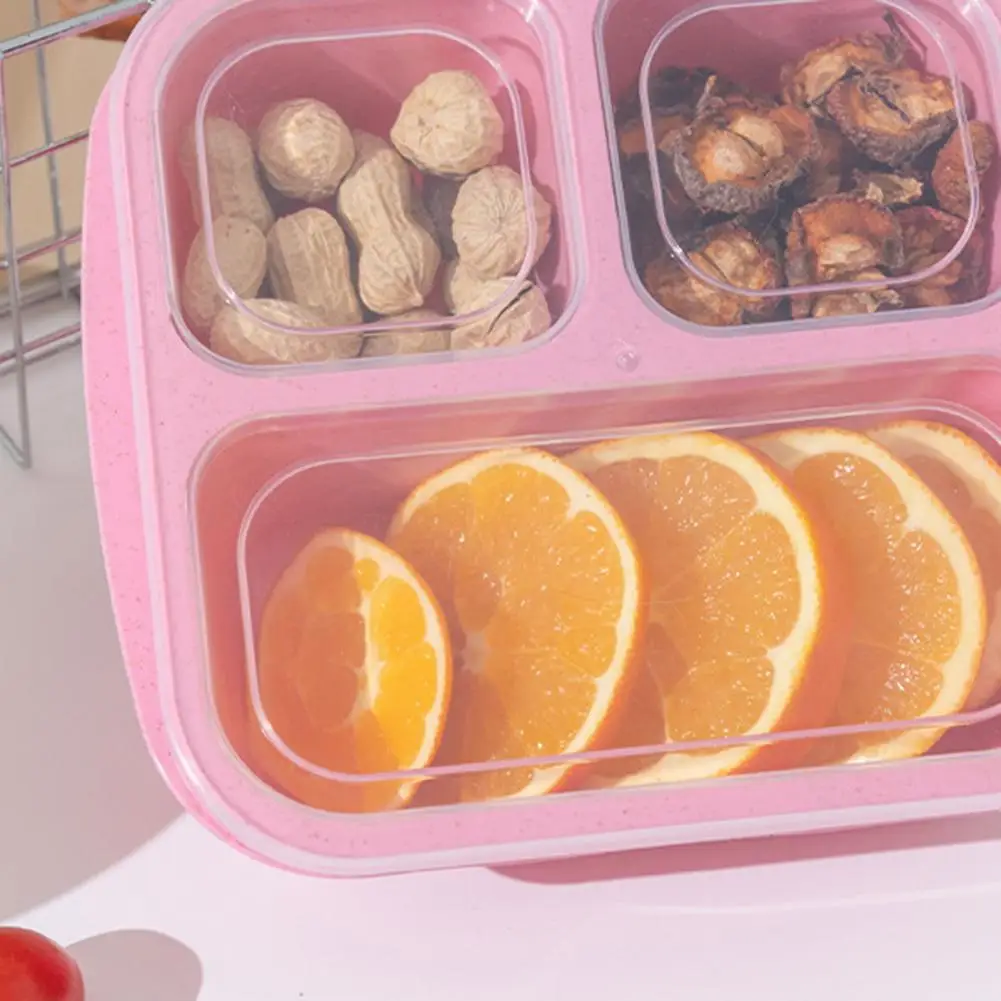 Classified Food Storage Portable Three-compartment Lunch Box Reusable Food Storage Container Dust-proof Bento Box for Work