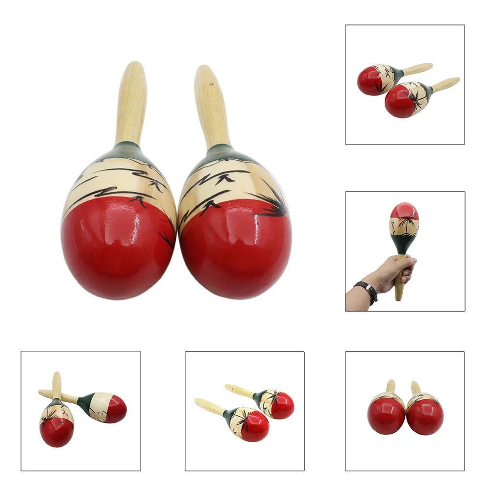 1 paar Farbe Holz Maracas Holz Tropical Party Percussion Shaker Holz Sand Hammer Musical Party Kind Baby Shaker Geschenke – Detail 10