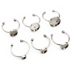 10pcs 4 6 8 10 12mm Stainless Steel Thick Adjustable Ring Settings Blank Base Fit 4-12mm Glass Cabochon Buttons Bezels