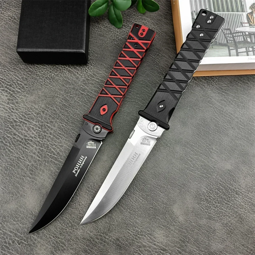 

Russain HOKC Ronin Folding Pocket Knife 440C Blade Non-slip G10 Handles Outdoor Tactical Camping Hunting Flipper EDC Tool Gift