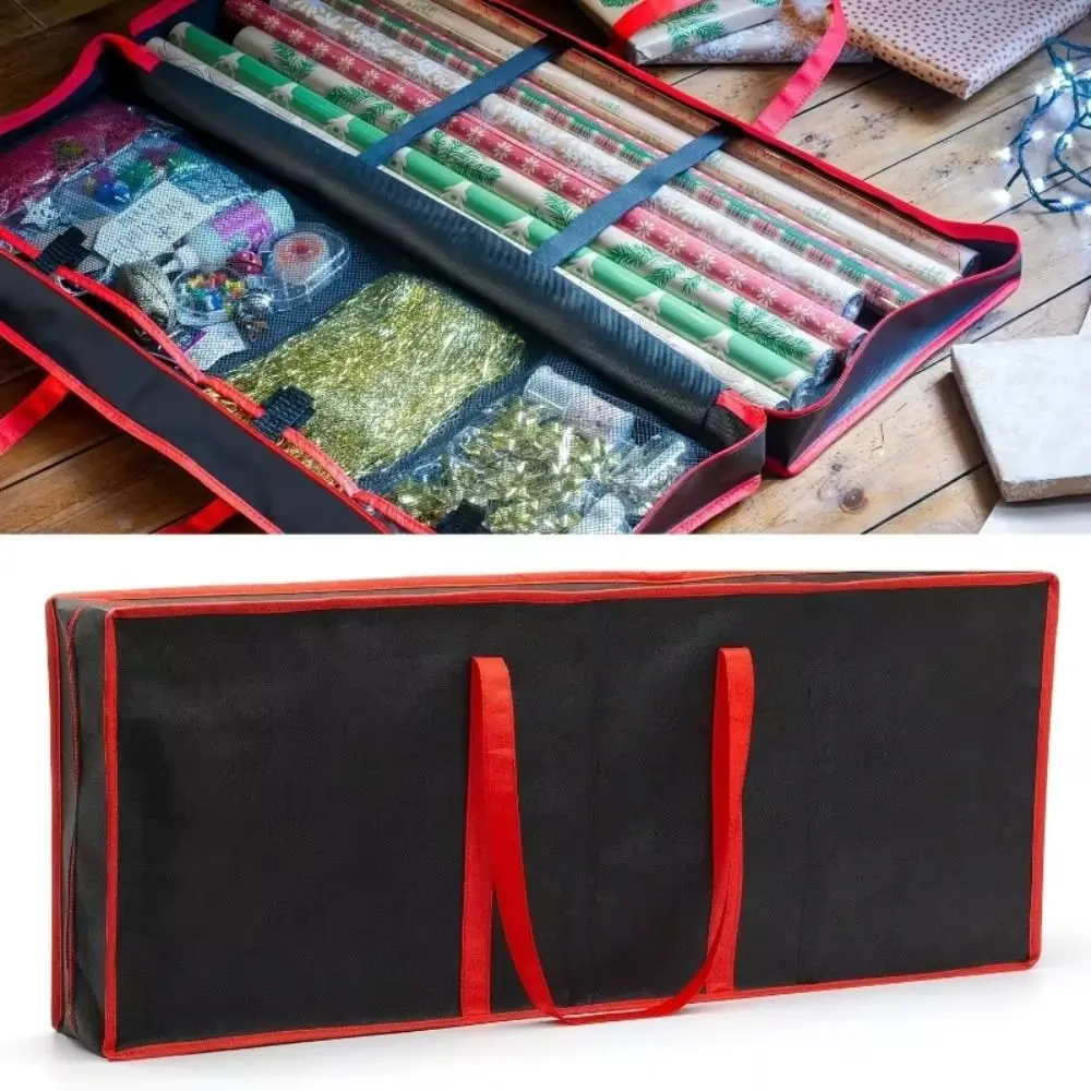 

Large Capacity Christmas Wrapping Paper Storage Bag Non-woven Fabric Washable Christmas Decoration Storage Bag Multipurpose