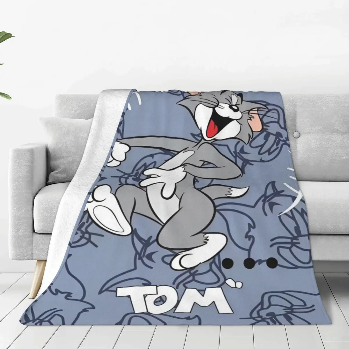 Cartoon Tom And Jerry Printed Blanket Warm Soft Novelty Plush Throw Blanket For Couch Bed Airplane Travel Flannel Bedspread Bed