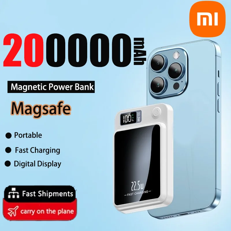 Xiaomi 200000mAh 22.5W بنك الطاقة المغناطيسي اللاسلكي شحن سريع بطارية خارجية محمولة PowerBank Magsafe آيفون سامسونج