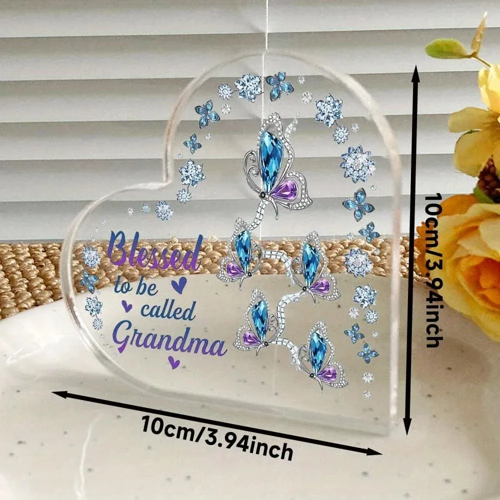 CIFBUY Acrylic Heart Ornament 2D Flat Desktop Decor Sentimental Purple Blue Family Office Handmade Birthday Gift Ornament