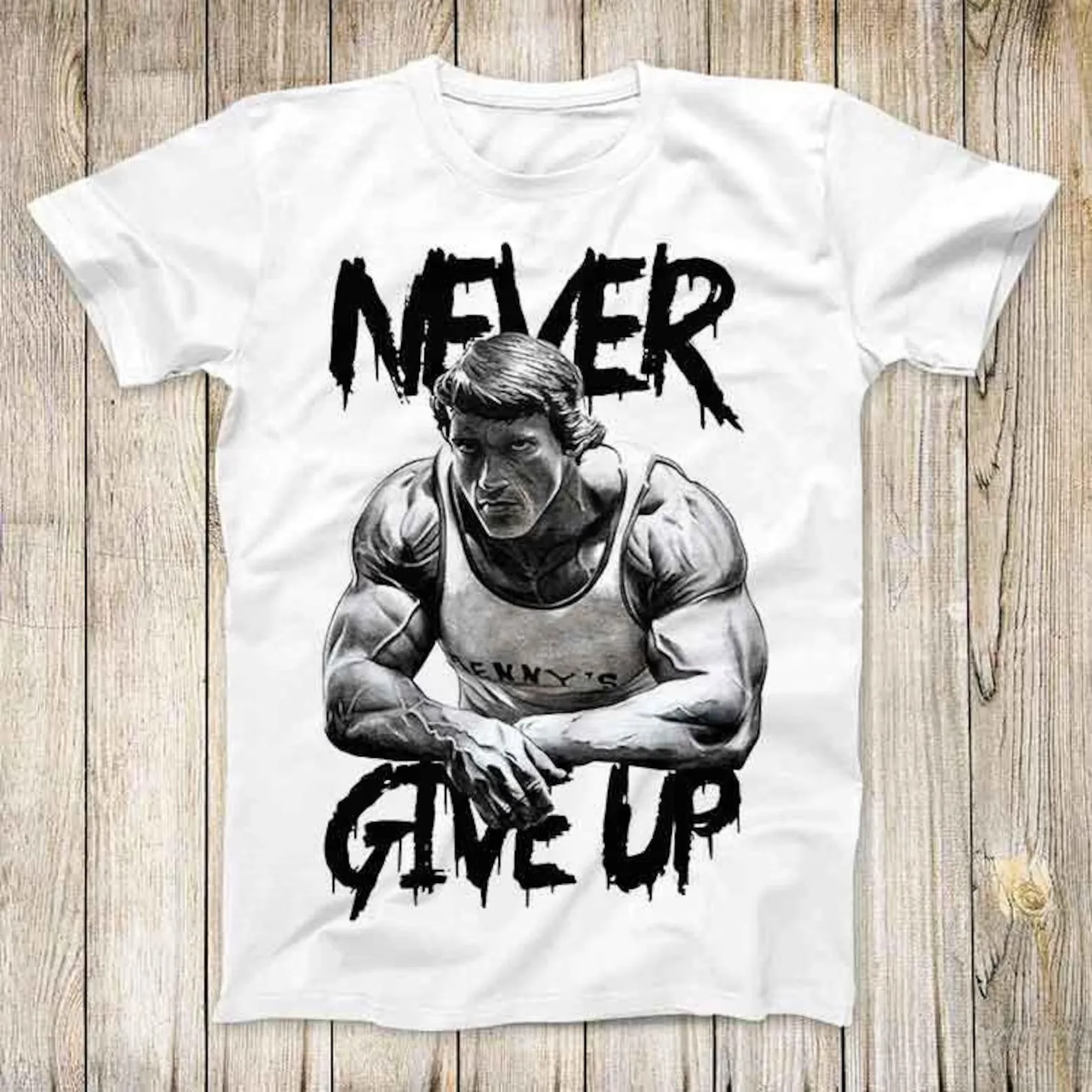 Camiseta Never Give Up GYM, chándal para hombre, ropa deportiva informal de algodón, jersey de cuello redondo, Top de manga corta, ropa de calle de verano a la moda