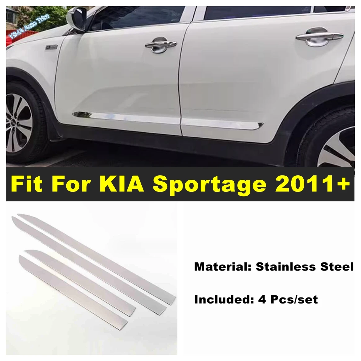 

Auto Side Door Body Anti-scratch Molding Stripes Protection Panel Cover Trim For KIA Sportage 2011 - 2015 Exterior Accessories