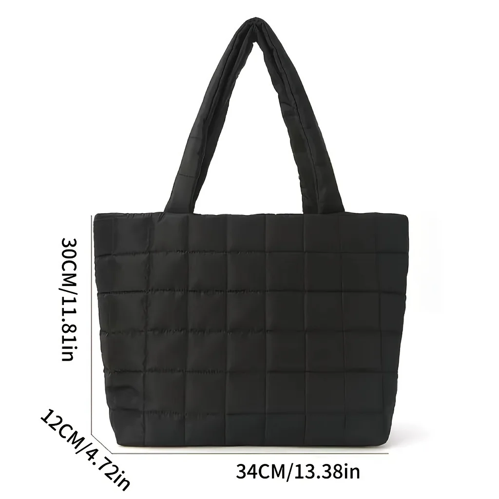 Autumn Winter Women Tote Bag Quilted Shoulder Handbags Rhombus Pattern Purses Handbags Solid for Daily Holiday