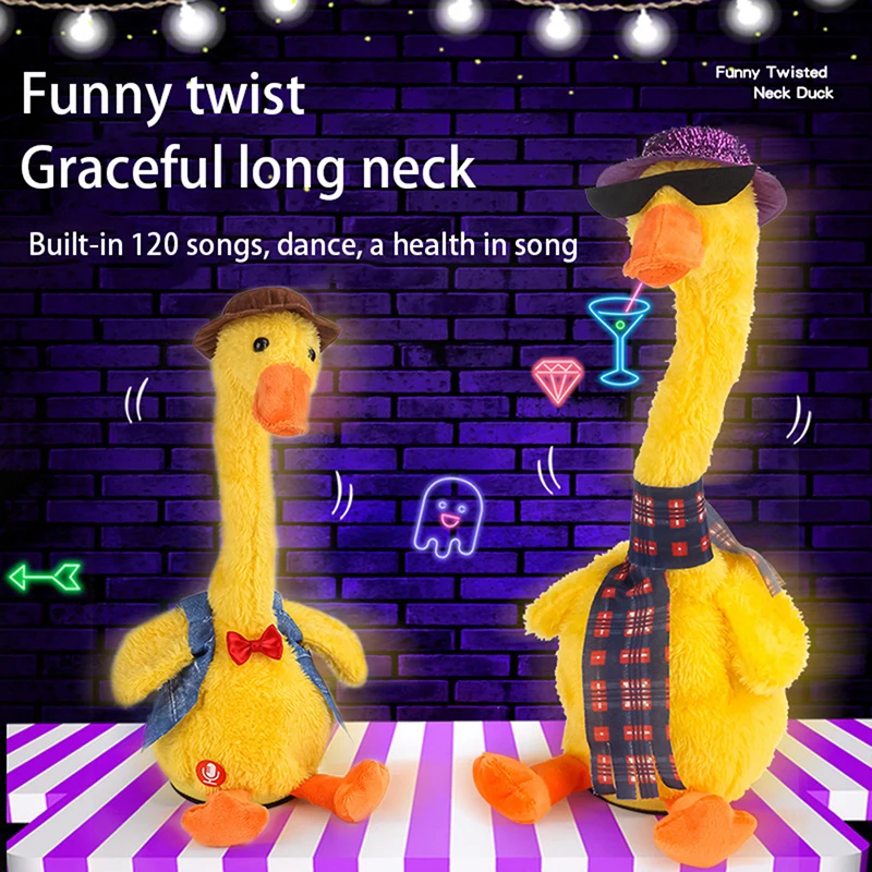 Dancing Duck Electronic Plush Toys Repeat Talking Toy Can Sing Record Voice Interactive Toy With USB Funny Gift For Kids