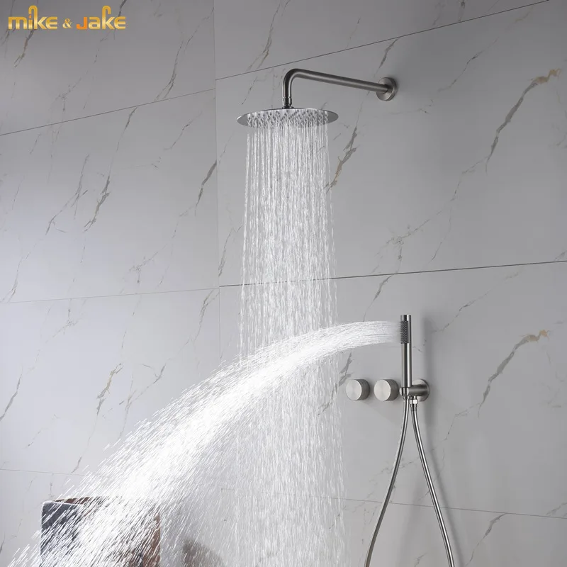 

Brush nickel brass Shower set faucet shower bathroom shower system Rainfall shower furniture set shower mixer 10inch shower head