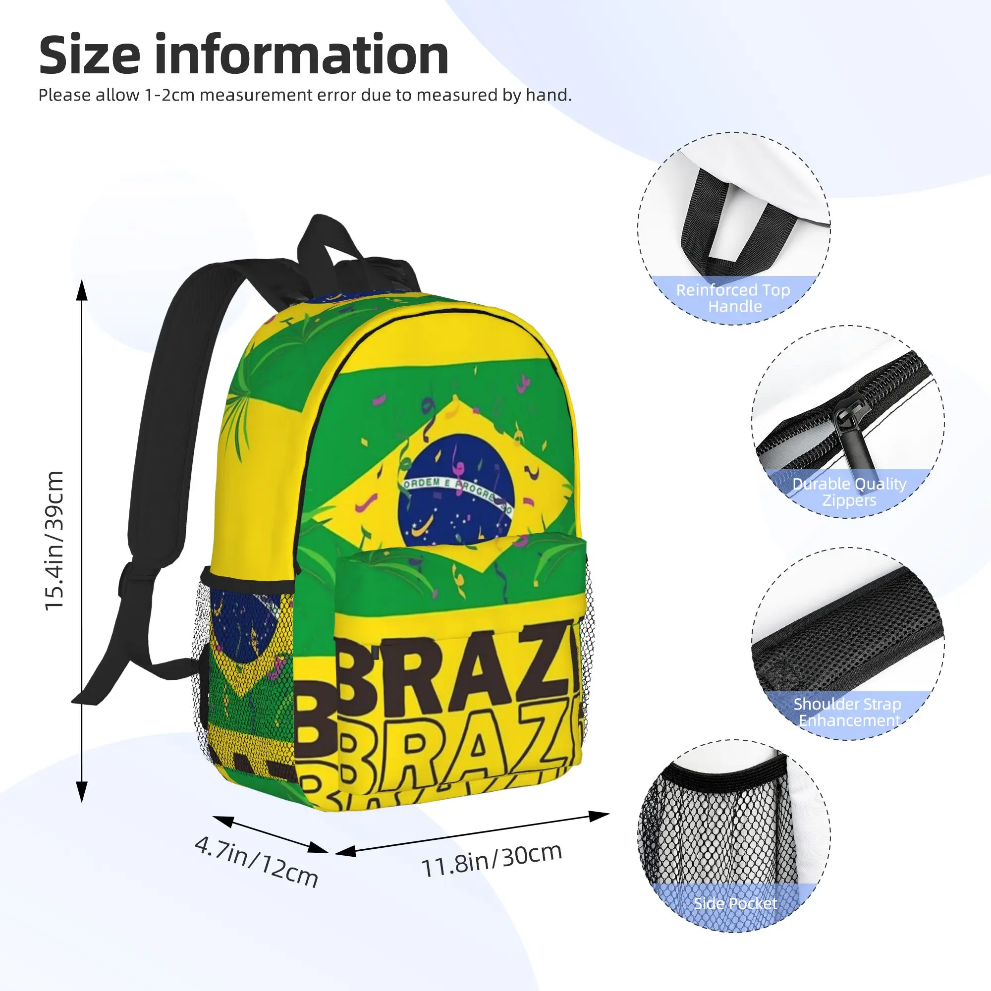 Brazil National Flag Backpack Hot Sale Daypack Large Capacity Boys Girls BookBag Shoulder Bags for Men Women School Bag