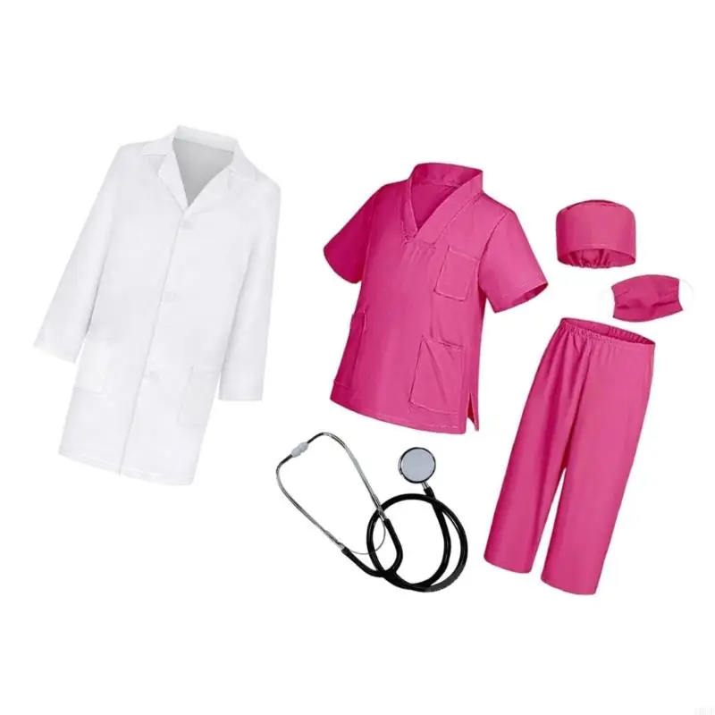 Kinderkinder täuschen Play Doctor Kostüm 6 -teiliges Labor -Outfit weicher Stoff