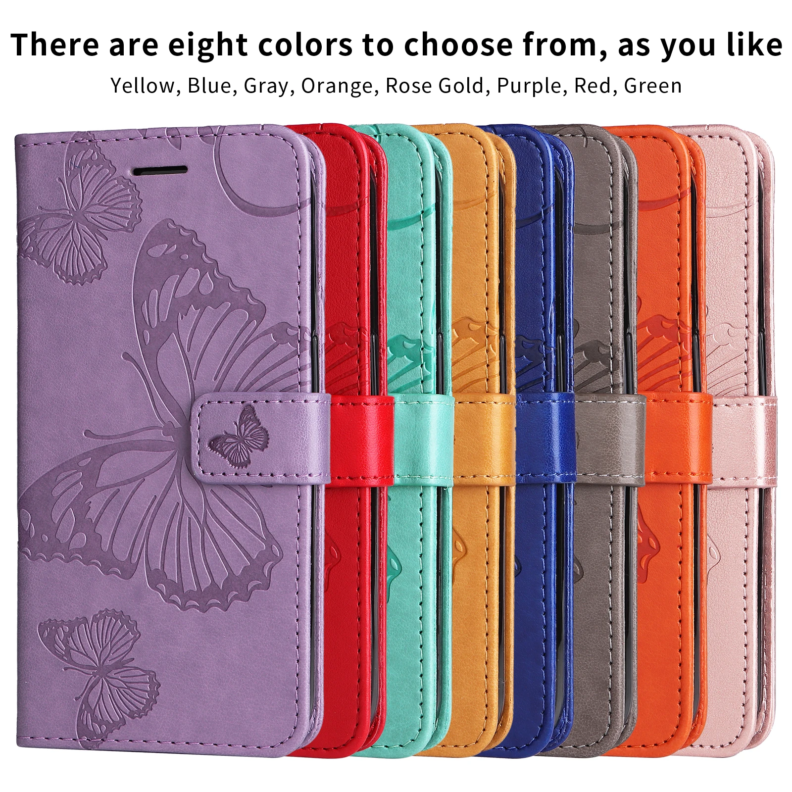 

Embossing Magnetic Flip Leather Phone Case For iPhone11 Promax iPhoneX XS XR XSMax Butterfly Embossed Pattern Simple Beautiful