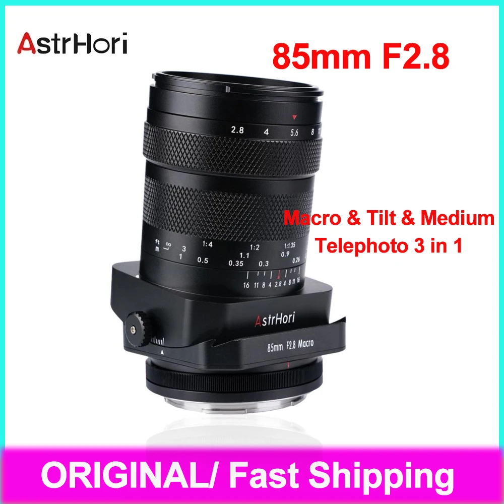 AstrHori 85mm F2.8 Macro Tilt Medium Telephoto 3-in-1 Camera Lens Manual Full Frame Portrait Lens for E/RF/X/Z/L Mount