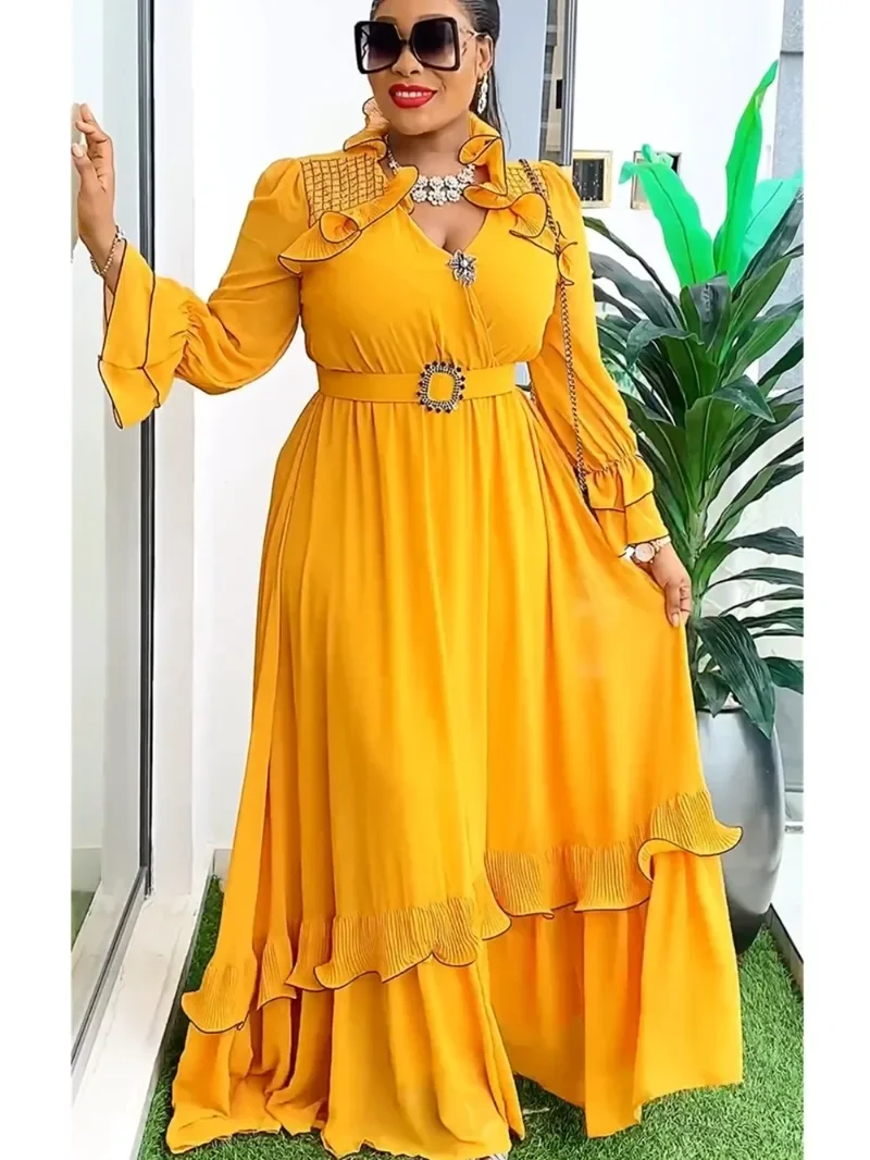 

Plus Size African Party Dresses for Women 2024 New Fashion Dashiki Ankara Wedding Gowns Elegant Turkey Muslim Chiffon Maxi Dress