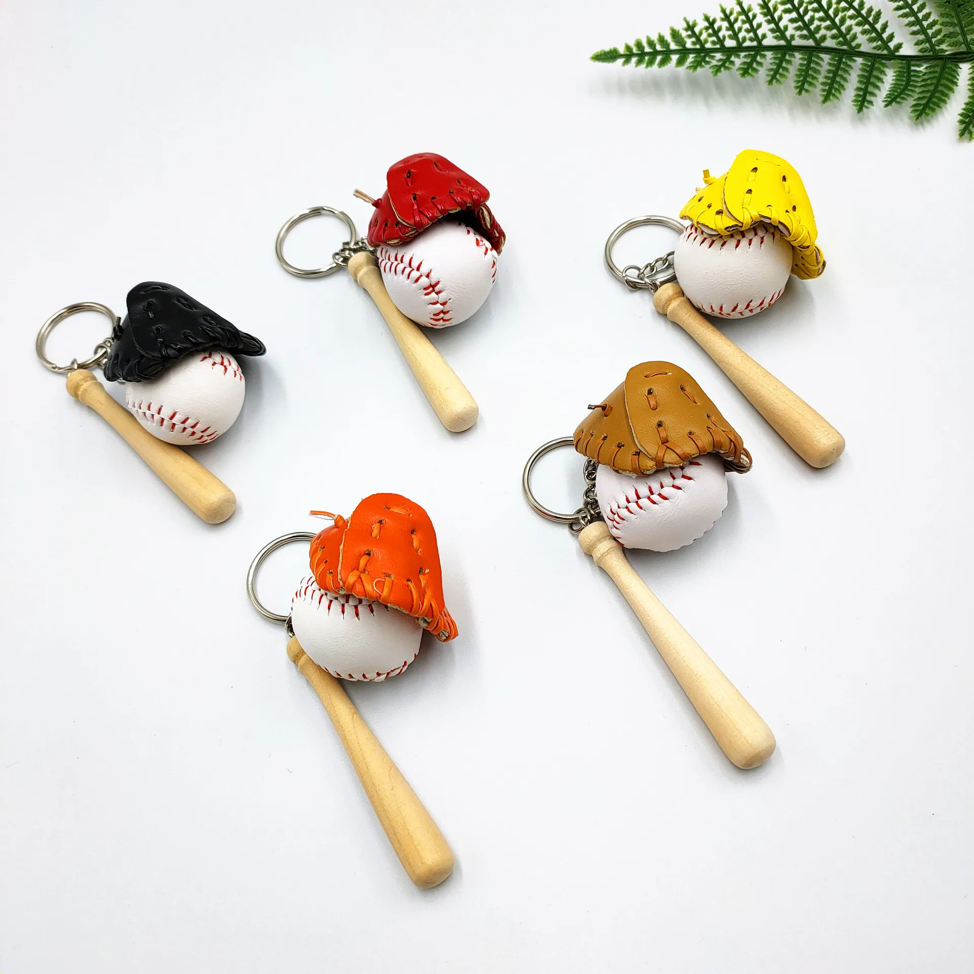 Wholesale Mini Simulation Leather Baseball Keychain Handbag Pendant Sports Souvenir Jewelry Trendy Accessories Gift 5 colors #06