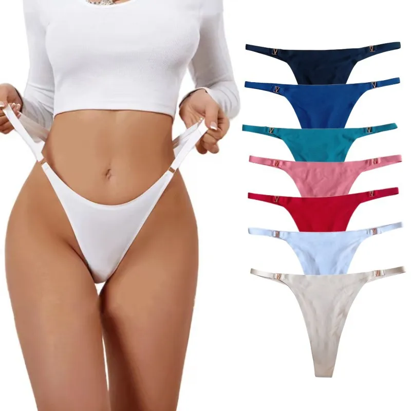 Sexy Women Seamless Thong Low Waist Lingerie Ice Silk Women\'s Panties G-String T-Back Sexy Thongs Ladies Comfortable Underware