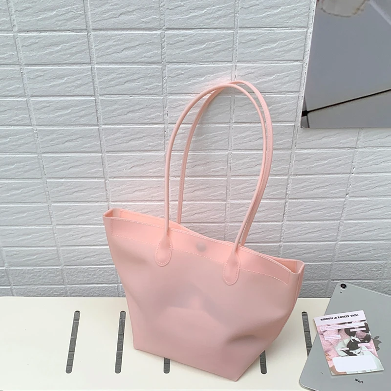Transparente PVC-Eimertasche, wasserdichte Damen-Tragetasche mit Innentasche, bunte Dopamin-Handtasche für den Arbeitsweg mit großem Fassungsvermögen – Detail 8