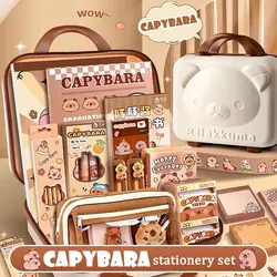 Large Capacity Gift Box Capybara Stationery Set Pencil Case Abundant Back-to-school Gift Kit Cute School Supplies for Students